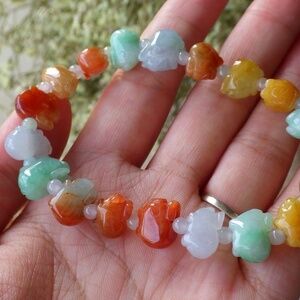 Certified 3 Color Natural A JADE Jadeite Pig Boar Beads Bangle Bracelet 发财猪手链